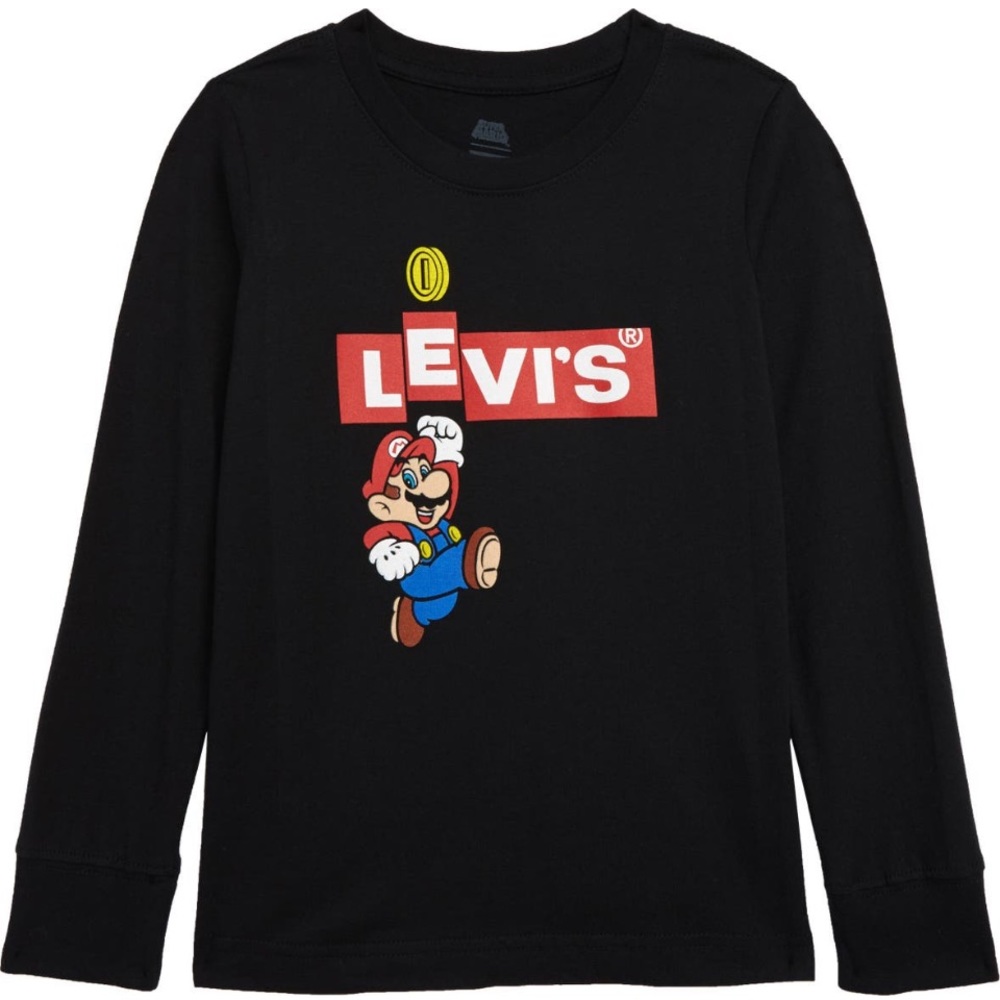Boys black long sleeve LEVIS tee with MARIO